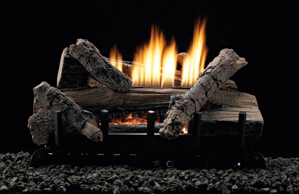 White Mountain Hearth Whiskey River Vented/Vent Free Gas Log Set with a choice of burner valve