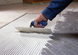 Image of radiant floor heating panel installation