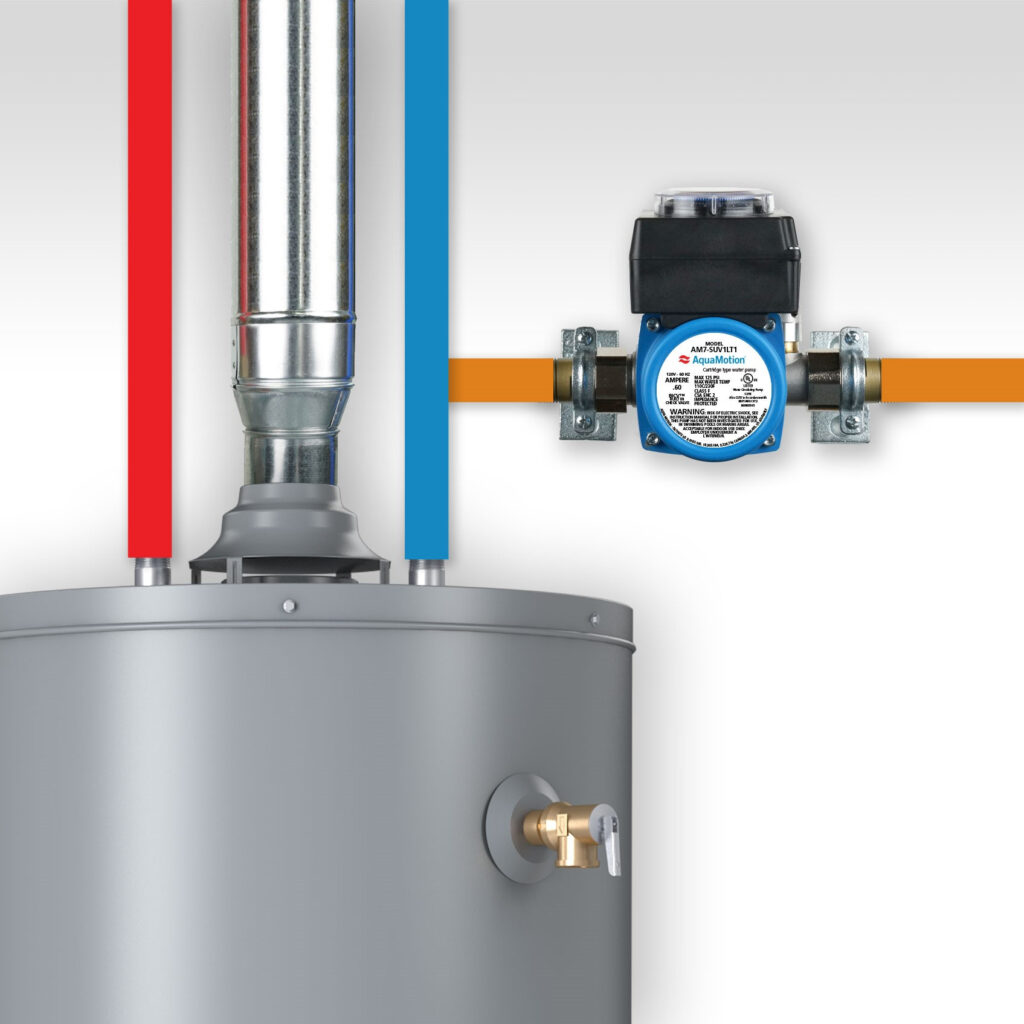 AquaMotion Recirculation Pump Kit with Timer for 3 pipe hot water tank installation